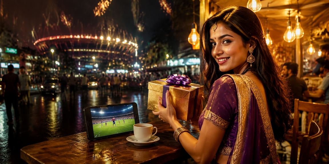 Mumbai night market lively atmosphere emphasizing mobile gaming and entertainment